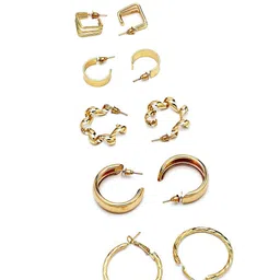 Bohey by KARATCART Set Of 6 Gold-Plated Semi Circular Shaped Half Hoop Earrings image 3