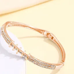 Shining Diva Fashion Rose Gold-Plated Crystals Studded Wraparound Bracelet-image-51