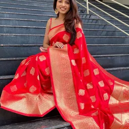 revika Ethnic Motifs Zari Art Silk Handloom Kanjeevaram Saree image 5