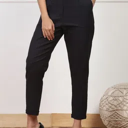 Biba Women Relaxed Fit Low-Rise Cropped Trousers-image-67