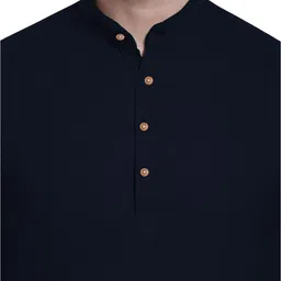 KNOWTED Mandarin Collar Roll-Up Sleeves Straight Short Kurta image 4