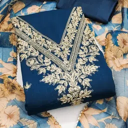 Panzora Embroidered Unstitched Dress Material image 4