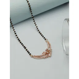 VIVAZS 18KT Rose Gold-Plated AD With CZ-Stone Studded & Beaded Mangalsutra-picture-40