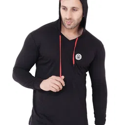BEYOU FASHION Men Solid Hooded Cotton Slim Fit T-shirt-image-74