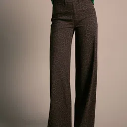 NEXT Women Mid-Rise Animal Skin Printed Wide Leg Trousers-image-27