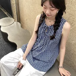 StyleCast Women Checked Tie-Ups Top image 4