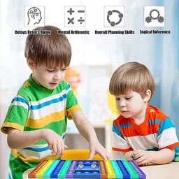 fayme international Push Pop Game Fidget Toy, Silicone Rainbow Chess Board Bubble Popper Fidget Sensory Toys for Parent Child, Interactive Jumbo Stress Relief Fidgeted Toy Gifts for Kid Adult Ludo image 4