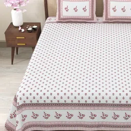 Myntra Elegant Homes Pink & White Printed 180 TC Cotton King Bedsheet Set 2.75 m x 2.25 m-picture-29