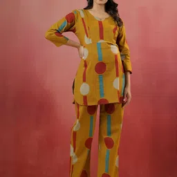 CRAFIQA Women Geometric Printed Cotton Kurta with Trousers-image-31