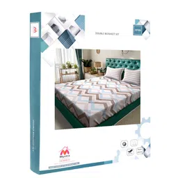 Myntra Elegant Homes Beige Geometric 300 TC Fitted Double King Bedsheet Set-2.5mX2.25m image 3