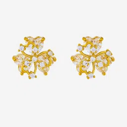 Kushal's Fashion Jewellery Gold-Plated Zircon Floral Shaped Studs Earrings-image-12