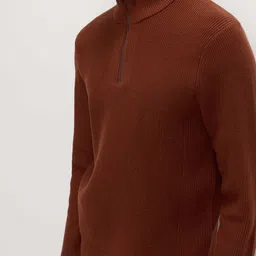 Marks & Spencer Men Ribbed Half Zip Pullover image 3