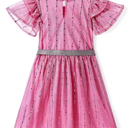 Hola Bonita Embellished Cold-Shoulder Net Fit & Flare Dress image 3