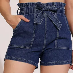 DOLCE CRUDO Women High-Rise Tie-Up Denim Shorts-picture-37