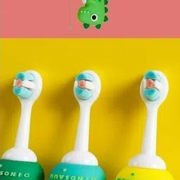 cpm Dino Toothbrush, Extra Soft Bristles, 2-7 Years old kids, Multicolor-Random-2pcs Extra Soft Toothbrush image 2