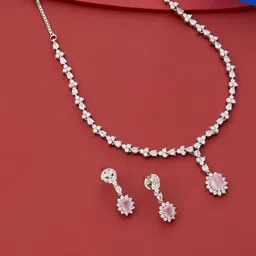 Kushal's Fashion Jewellery Rhodium-Plated Zircon Stone Studded Jewellery Set-picture-17