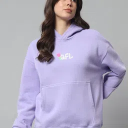 GRIFFEL Women Printed Hooded Pullover Sweatshirt image 3