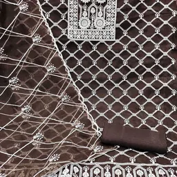 SHADOW & SAINING Embroidered Organza Unstitched Dress Material image 4