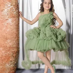 Lagorii Girls Floral Embellished Party Wear Tailback Frock-picture-22