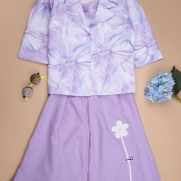 V-Mart Girls Printed Shoulder Straps Top With Trousers & Jacket-picture-36