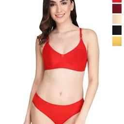 Liigne Women Pack Of 5 Non Padded Bra Pure Cotton Lingerie Set-picture-15