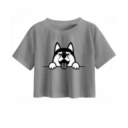 Girls Casual Cotton Blend Crop Top (Grey, Pack of 1)-image-61