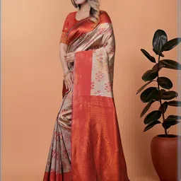 DIVASTRI Ethnic Motifs Zari Silk Blend Banarasi Saree image 3