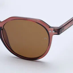 Noggah Unisex Brown Lens & Brown Oval Sunglasses with image 4
