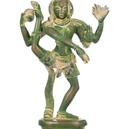 Exotic India Green & Beige Lord Rudratandava Religious Brass Idol Showpiece-picture-10