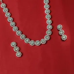 TRINK Rhodium-Plated American Diamond Studded Jewellery Set-picture-40