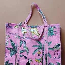 Gulaab Jaipur Animal Printed Cotton Shopper Tote Bag with Quilted image 1