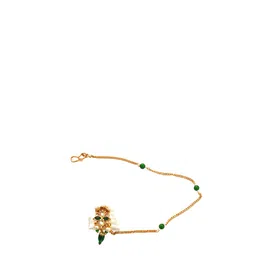NIKYANKA Gold-Plated Artificial Stones and Beads Chained Nath image 1