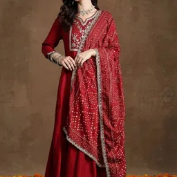 Indo Era Women Ethnic Motifs Embroidered Panelled Thread Work Kurta with Trousers & With Dupatta-picture-48