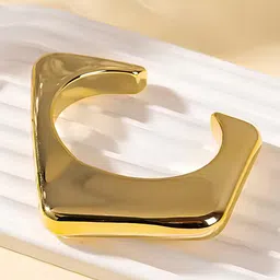 Bohey by KARATCART Gold-Plated Abstract Sculptural Cuff Bracelet image 3