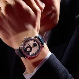 ZAADRAN Unisex Dial & Leather Bracelet Style Straps Analogue Multi Function Automatic Watch Astronaut-picture-14