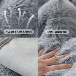 DREAM CARE Grey & Grey Polyester 3 Piece Sofa Cover With Arms image 3