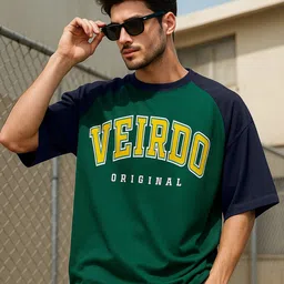 VEIRDO Men Typography Printed Round Neck Cotton Oversized T-shirt-picture-35