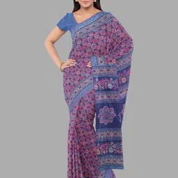 The Chennai Silks Printed Poly Crepe Saree-image-10