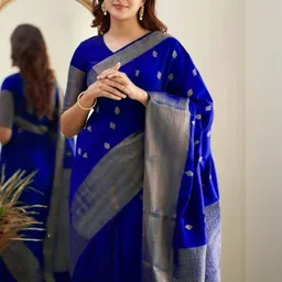 Vmdesigns Woven Design Zari Silk Blend Handloom Banarasi Saree image 4