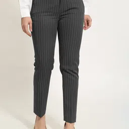 SALT ATTIRE Women Striped Smart Slim Fit High-Rise Trousers-picture-14