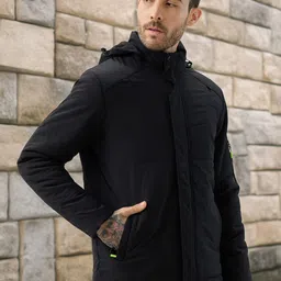 Status Quo Men Hooded Solid Lightweight Quilted Jacket-image-73