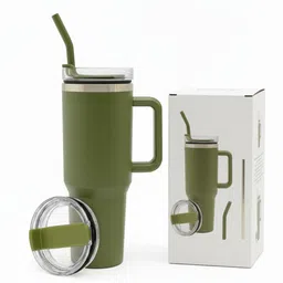 avram Insulated Coffee/Water Tumbler with Handle, Straw & Lid - 1200 ML Plastic, Stainless Steel Tumbler-picture-21