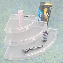 sellzy Acrylic Unbreakable Wall Mount 3Layer Transparent Corner Shelf for Bathroom Plastic Wall Shelf-picture-23