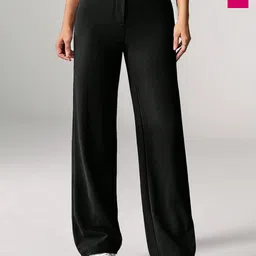 BAESD Women Pack of 2 Relaxed Straight Leg High-Rise Non Iron Trousers-picture-18