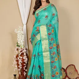 PuJoy Woven Design Zari Pure Cotton Taant Saree-picture-10