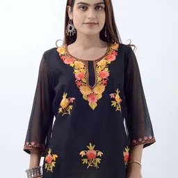 TROMBOO Floral Embroidered Pure Cotton Kurti-picture-22