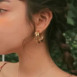TheVineGirl Gold Plated Circular Korean Hoop Earrings-picture-41