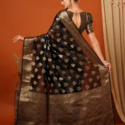 SILKWEAR Ethnic Motifs Zari Organza Banarasi Saree image 4
