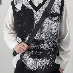StyleCast x Revolte Printed V-Neck Longline Sweater Vest With Applique Detail-picture-30