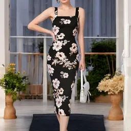BAESD Floral Print Bodycon Midi Dress-picture-10